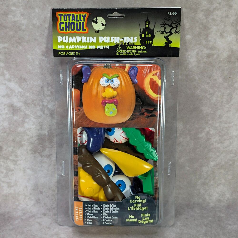 Totally Ghoul Pumpkin Push-Ins No Carving Decorating Kit Kmart Vintage Halloween